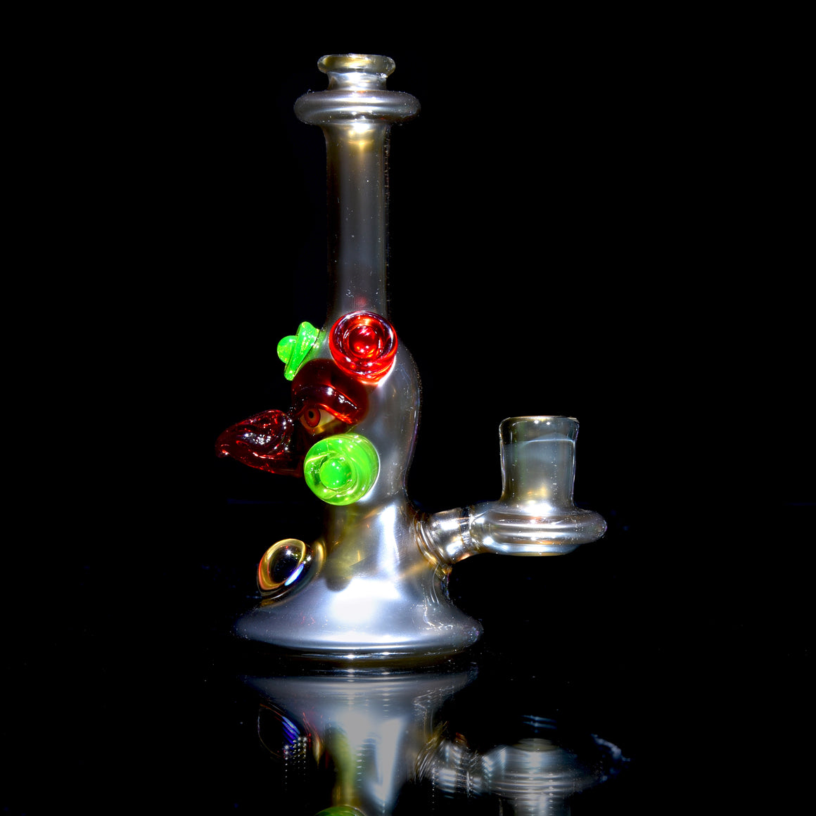 UV Reactive Fully-worked Mini Totem Hawk Jammer w/ Opal - Electrum - 10mm Female