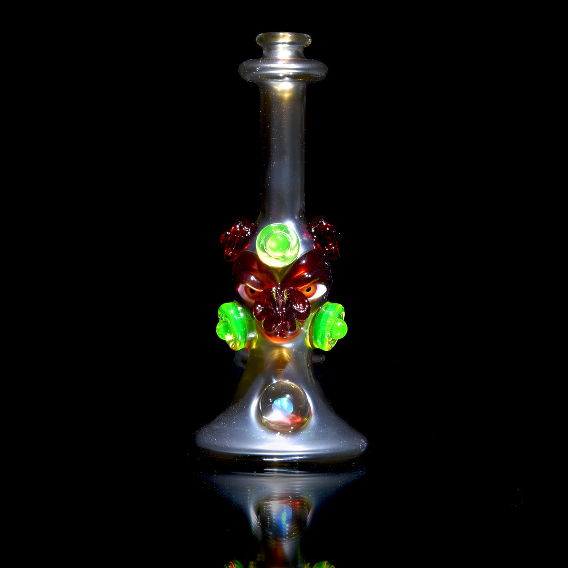 UV Reactive Fully-worked Mini Totem Hawk Jammer w/ Opal - Electrum - 10mm Female