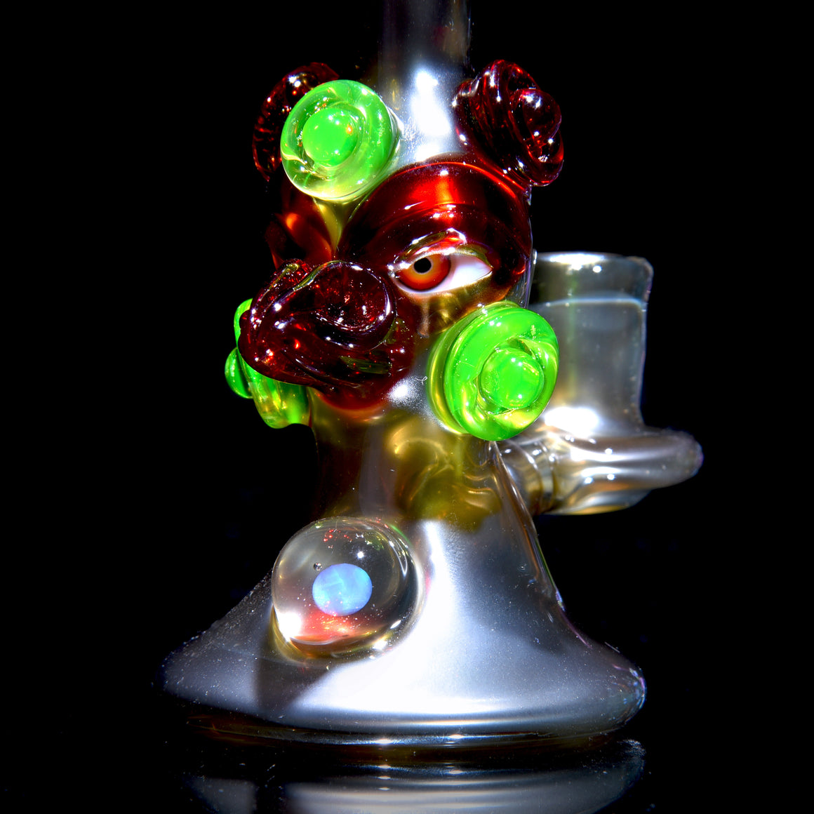 UV Reactive Fully-worked Mini Totem Hawk Jammer w/ Opal - Electrum - 10mm Female