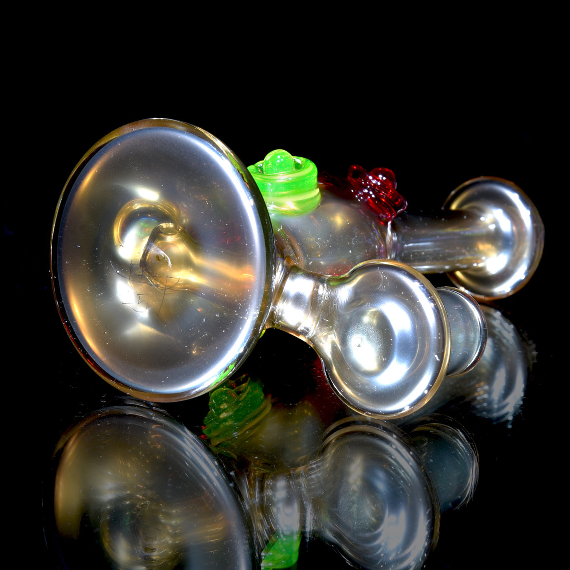 UV Reactive Fully-worked Mini Totem Hawk Jammer w/ Opal - Electrum - 10mm Female