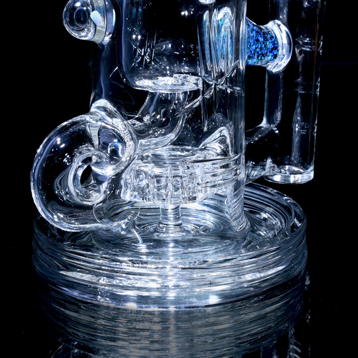 Double-Maria Crystalo Carved Klein Recycler w/ Gridded Perc - 14mm Female