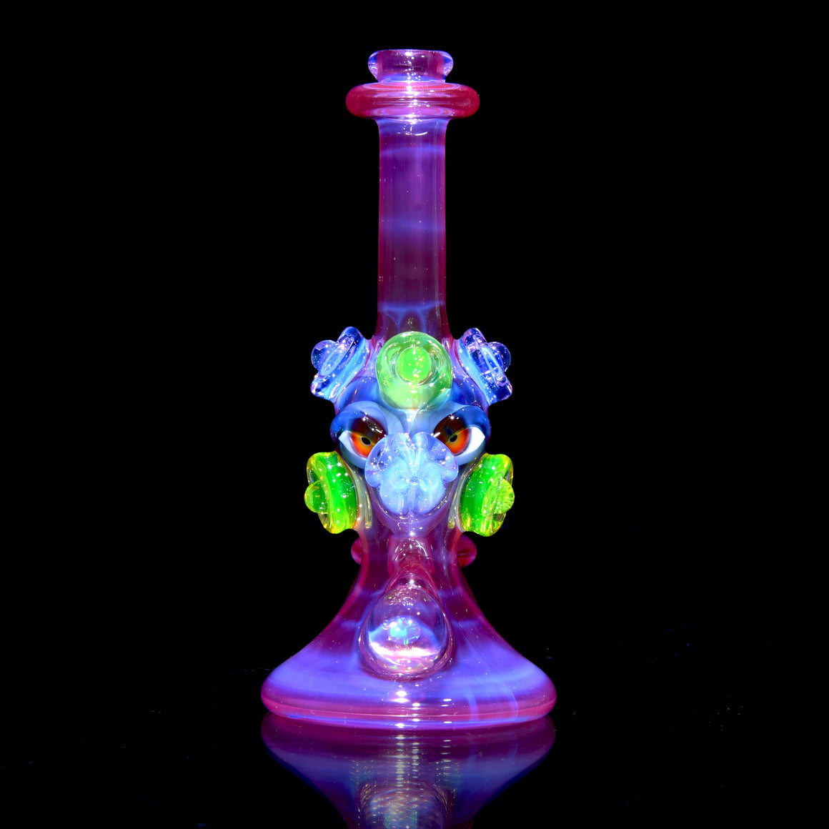 UV Reactive Fully-worked Mini Totem Hawk Jammer w/ Opal - Pink Slyme/Ghost - 10mm Female