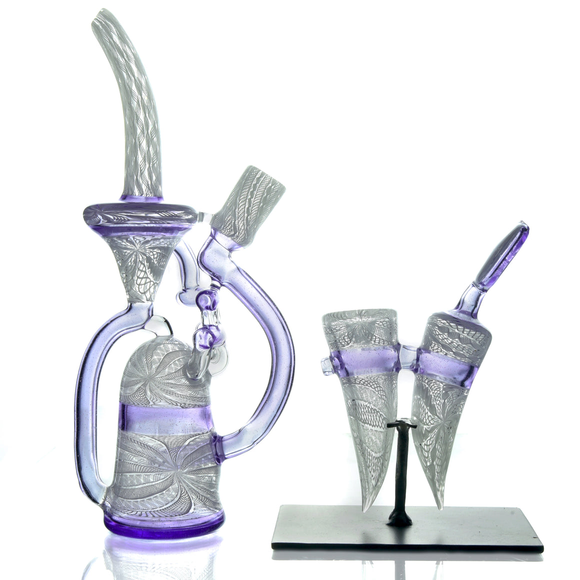 Collab - Fully-worked Zanfirico Floating G-Cycler & Sherlock Set - CFL Potion/White - 14mm Female