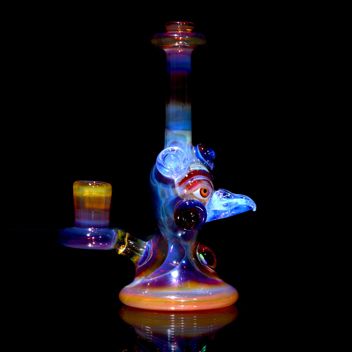 Fully-worked Mini Totem Hawk Jammer w/ Opal - Amber Purple - 10mm Female