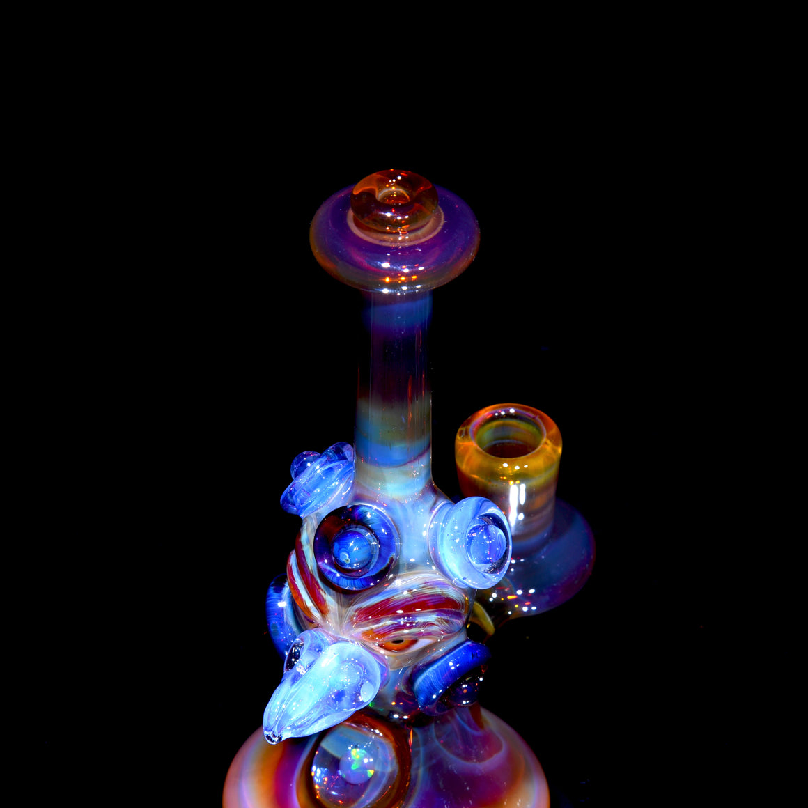 Fully-worked Mini Totem Hawk Jammer w/ Opal - Amber Purple - 10mm Female