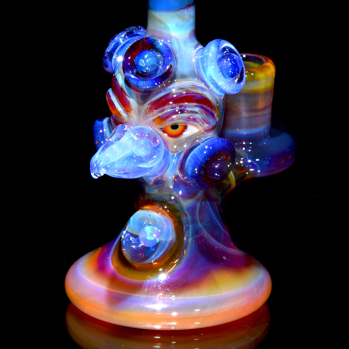 Fully-worked Mini Totem Hawk Jammer w/ Opal - Amber Purple - 10mm Female