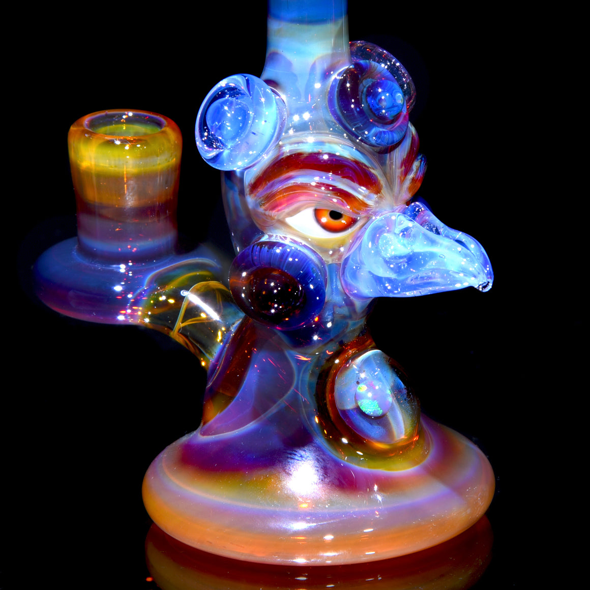 Fully-worked Mini Totem Hawk Jammer w/ Opal - Amber Purple - 10mm Female