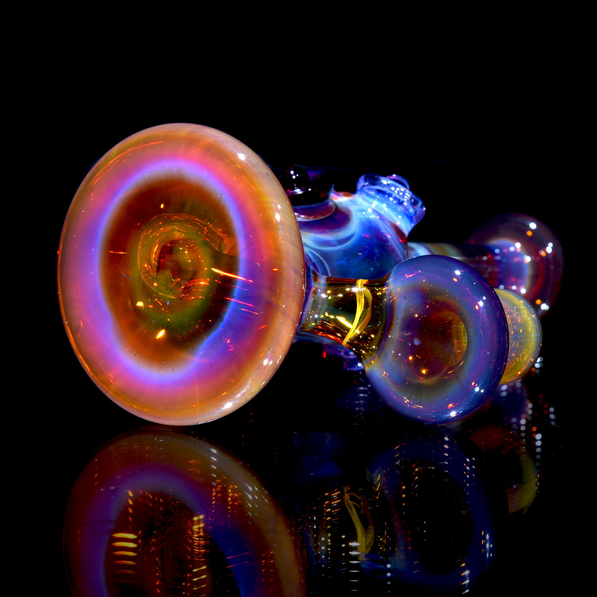 Fully-worked Mini Totem Hawk Jammer w/ Opal - Amber Purple - 10mm Female