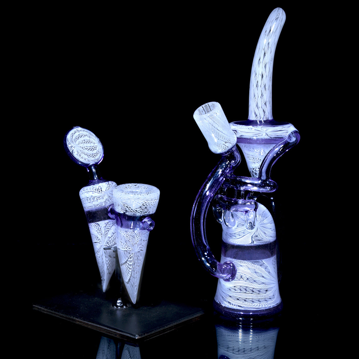 Collab - Fully-worked Zanfirico Floating G-Cycler & Sherlock Set - CFL Potion/White - 14mm Female