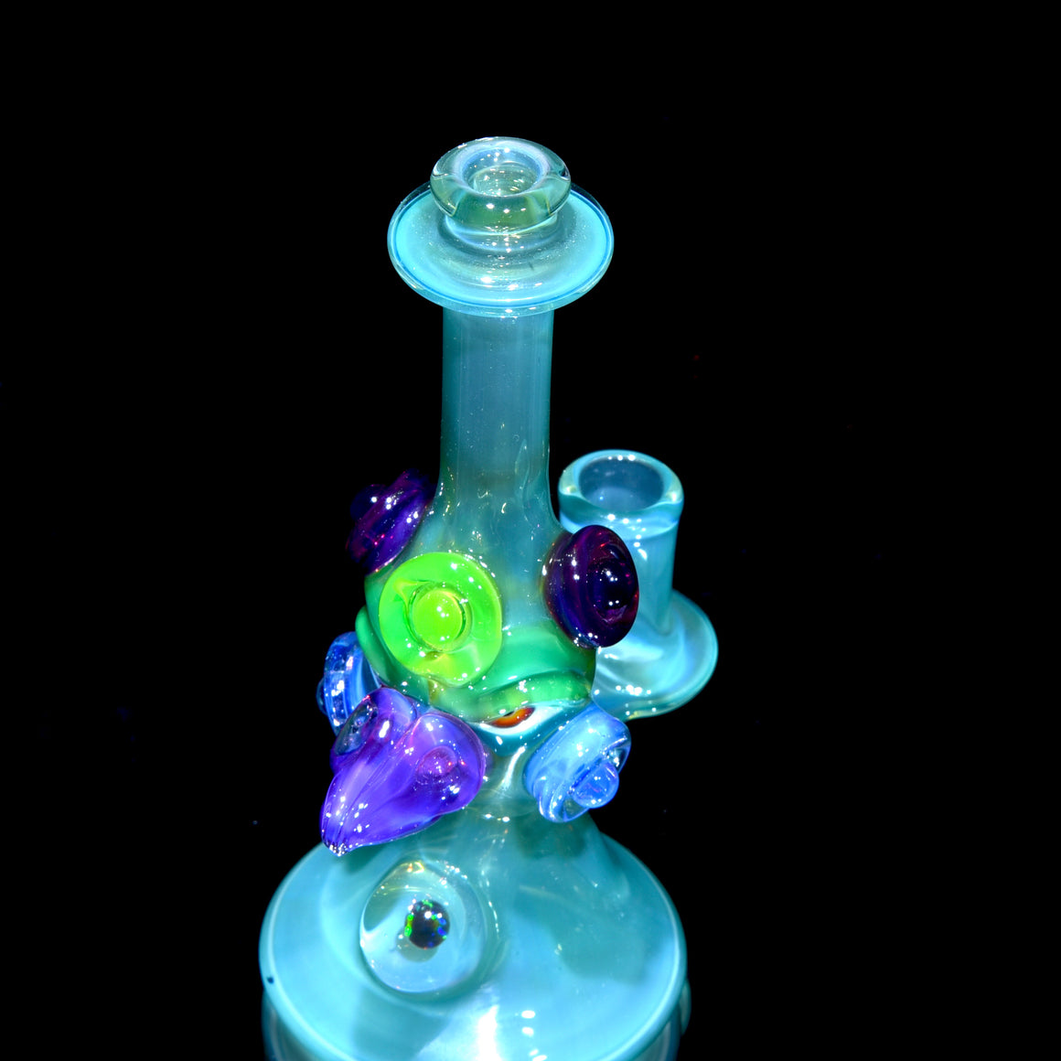 UV Reactive Fully-worked Mini Totem Hawk Rig w/ Opal - Sea Slyme - 10mm Female