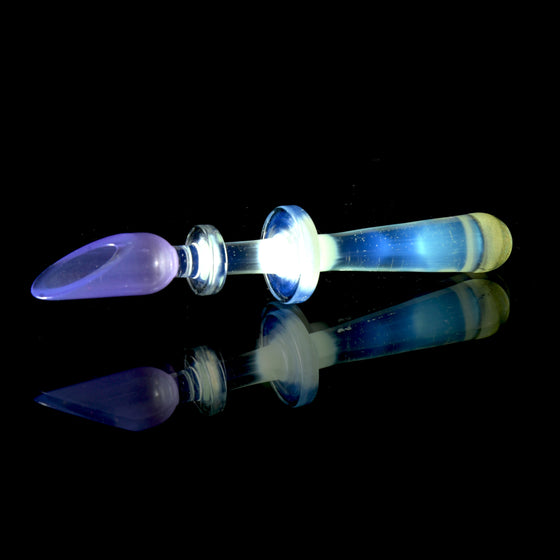 UV Reactive Coldworked Scoop Dab Tool - CFL Voodoo/Electric Flamingo over Glue Stick