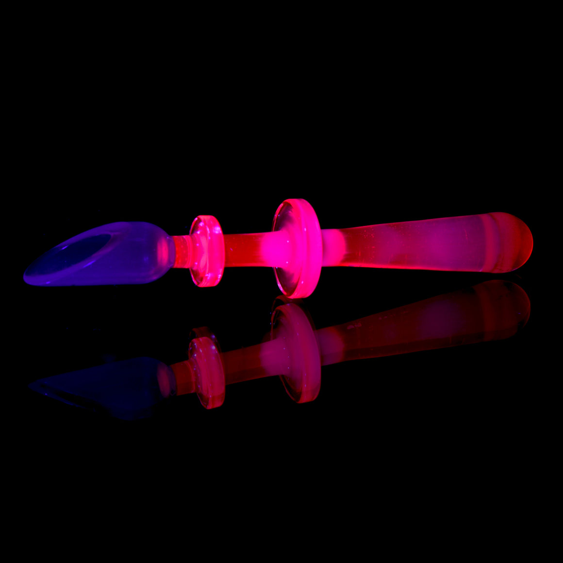 UV Reactive Coldworked Scoop Dab Tool - CFL Voodoo/Electric Flamingo over Glue Stick