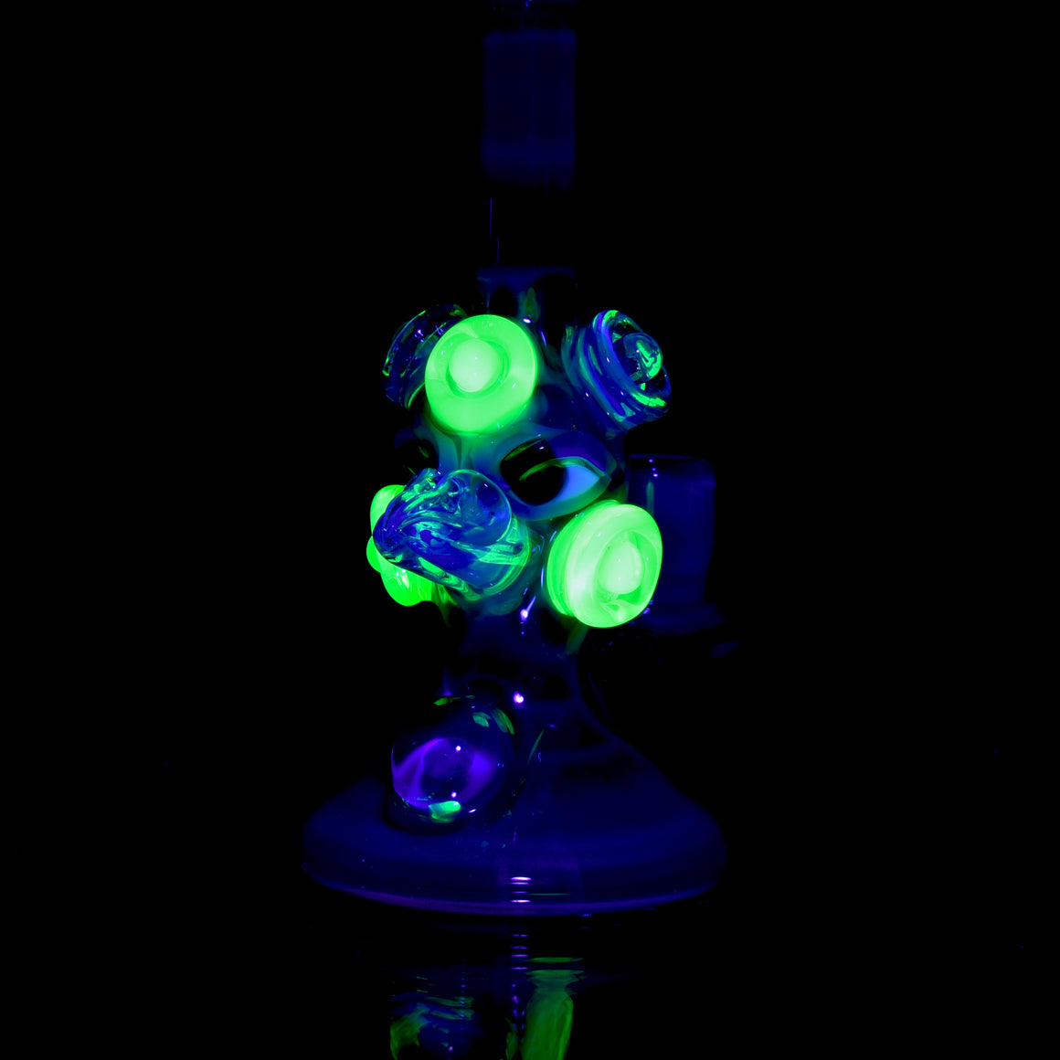 UV Reactive Fully-worked Mini Totem Hawk Jammer w/ Opal - Pink Slyme/Ghost - 10mm Female