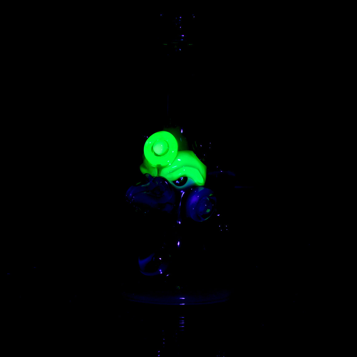 UV Reactive Fully-worked Mini Totem Hawk Jammer w/ Opal - Electrum - 10mm Female
