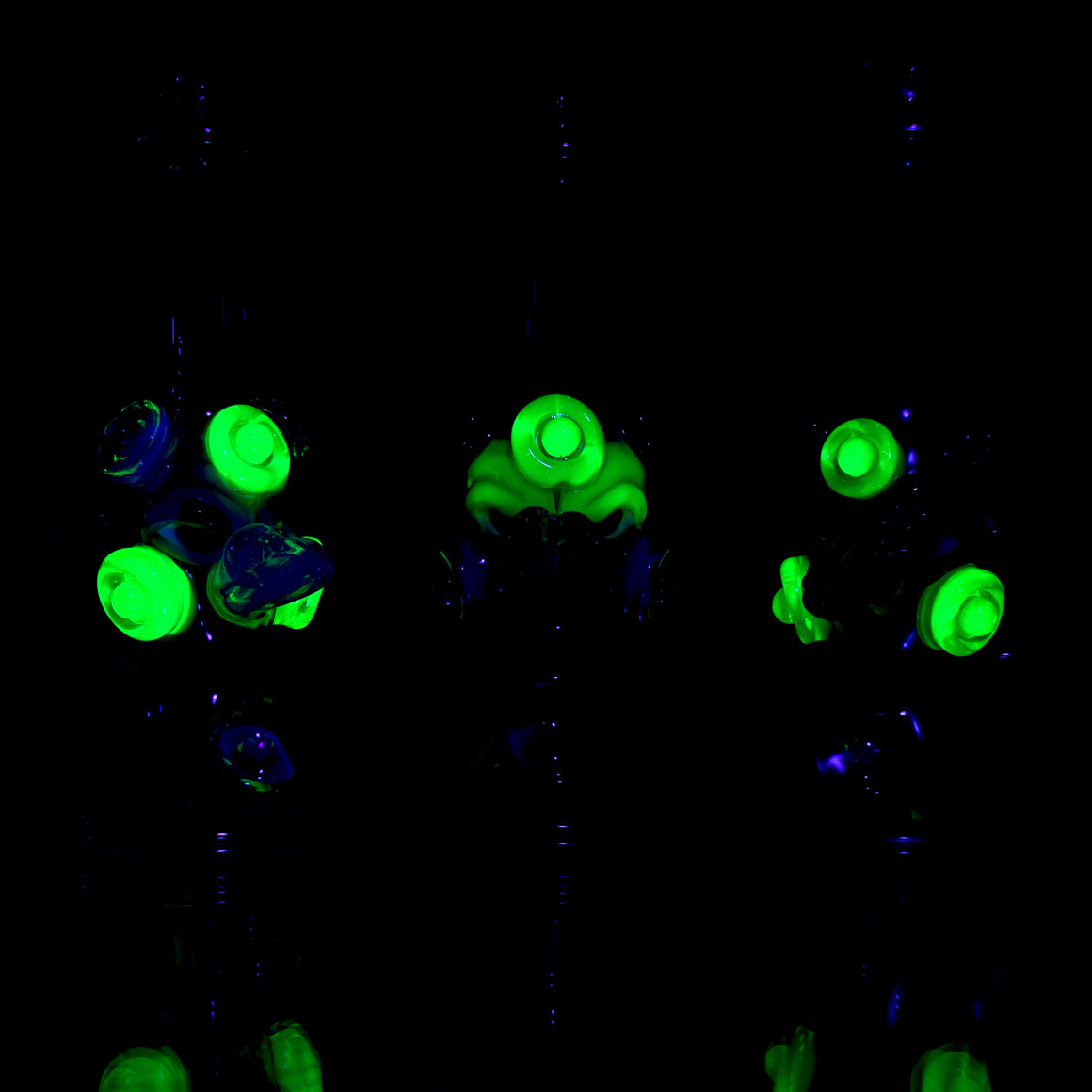 UV Reactive Fully-worked Mini Totem Hawk Jammer w/ Opal - Electrum - 10mm Female