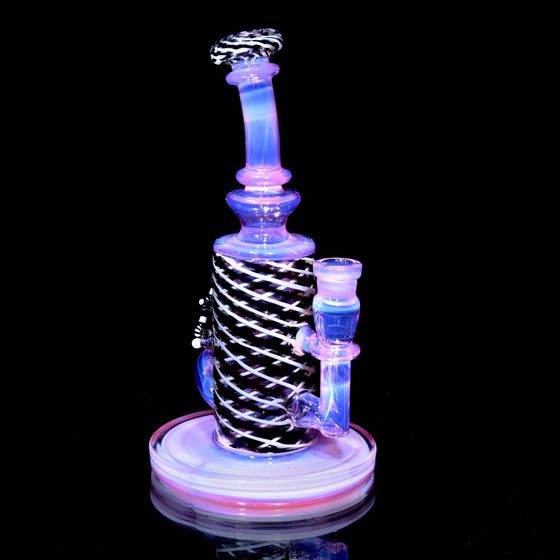 Collab - Fully-worked Mini Narrow Can Double-uptake Klein Recycler - Karmaline/Black & White - 14mm Female