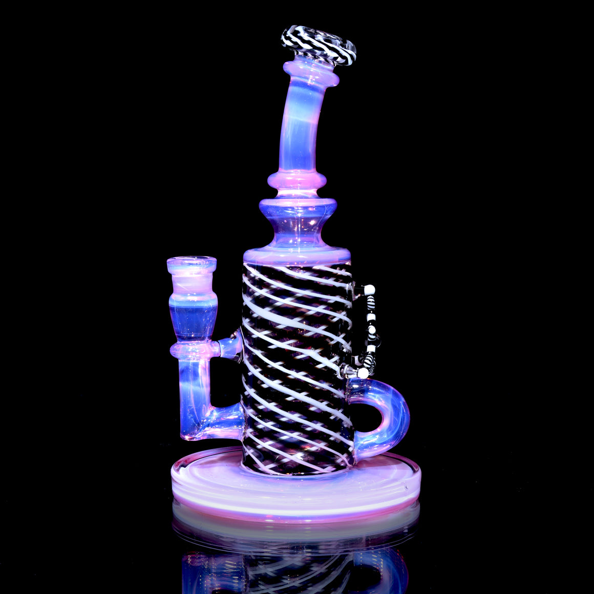 Collab - Fully-worked Mini Narrow Can Double-uptake Klein Recycler - Karmaline/Black & White - 14mm Female