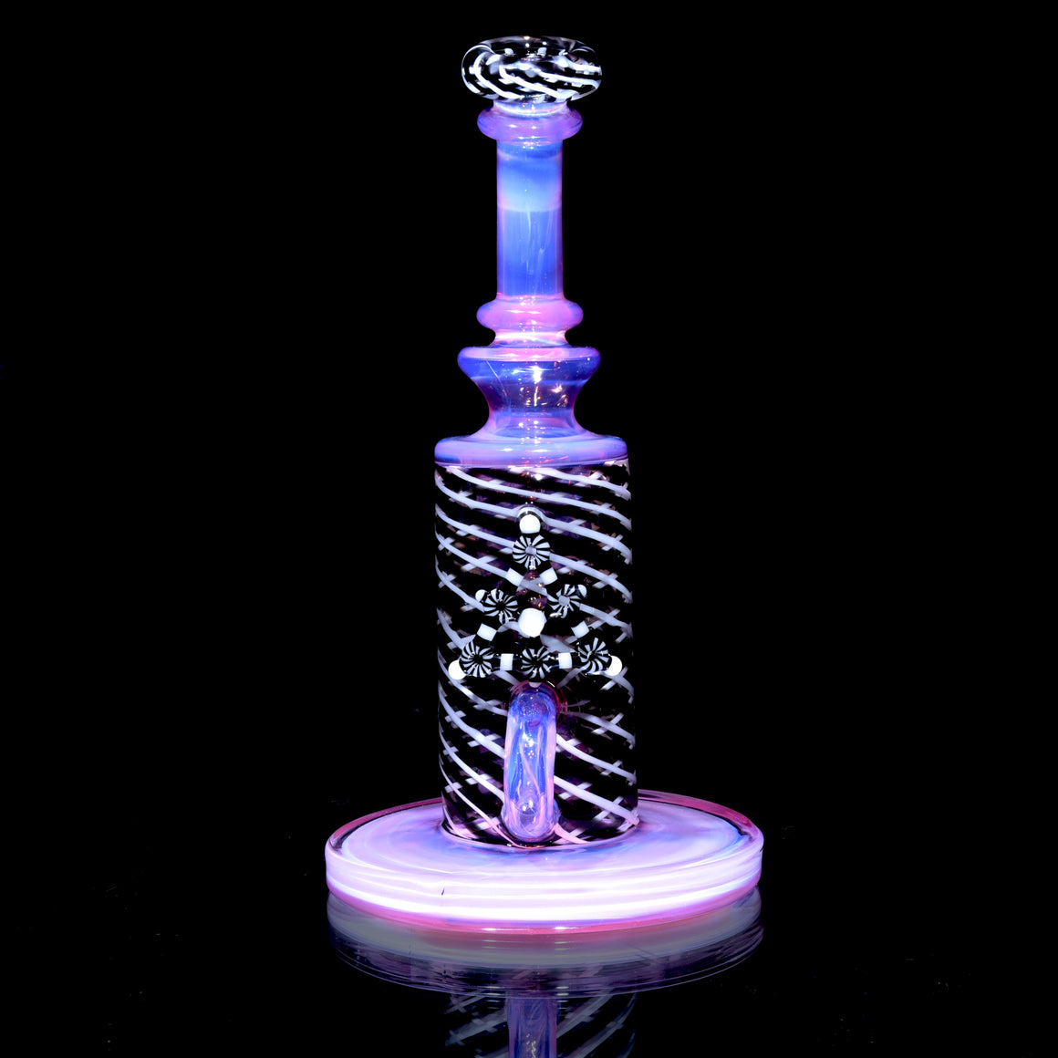 Collab - Fully-worked Mini Narrow Can Double-uptake Klein Recycler - Karmaline/Black & White - 14mm Female