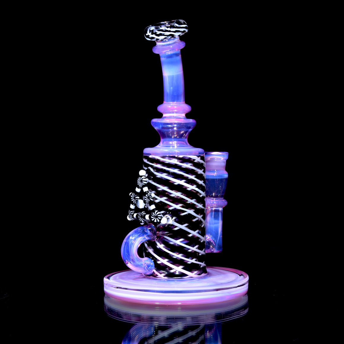 Collab - Fully-worked Mini Narrow Can Double-uptake Klein Recycler - Karmaline/Black & White - 14mm Female