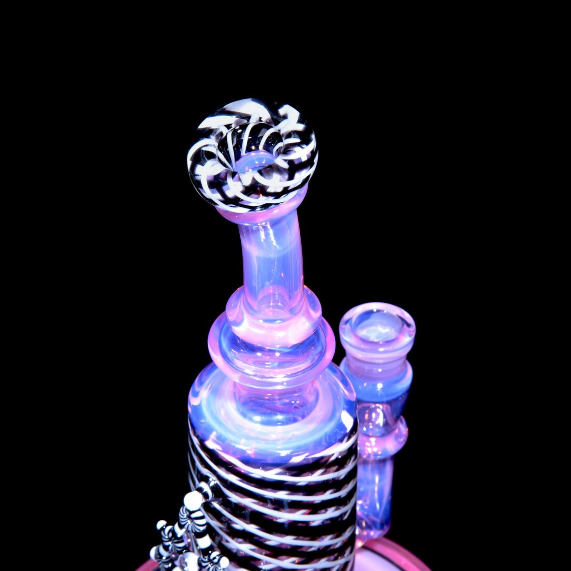 Collab - Fully-worked Mini Narrow Can Double-uptake Klein Recycler - Karmaline/Black & White - 14mm Female