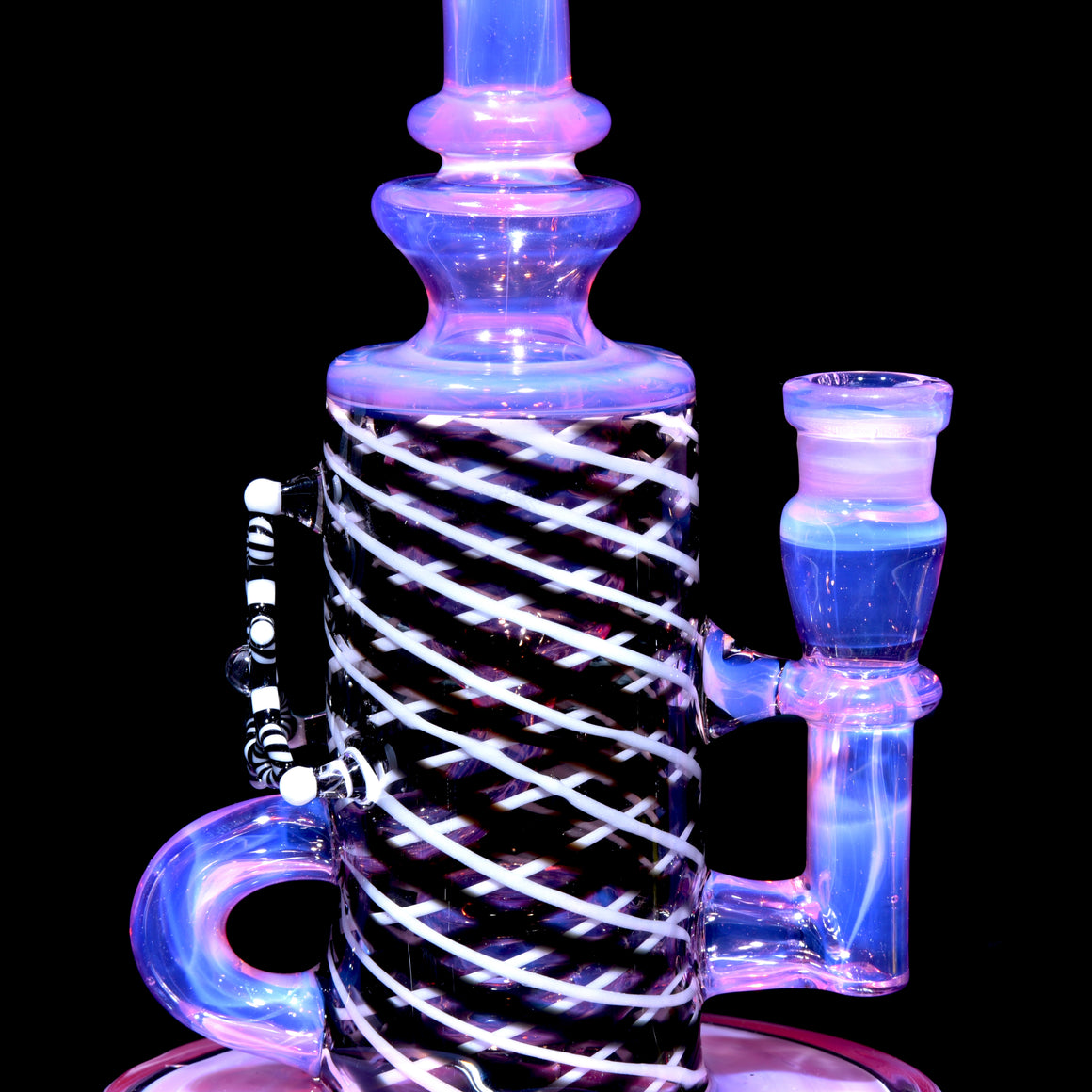 Collab - Fully-worked Mini Narrow Can Double-uptake Klein Recycler - Karmaline/Black & White - 14mm Female