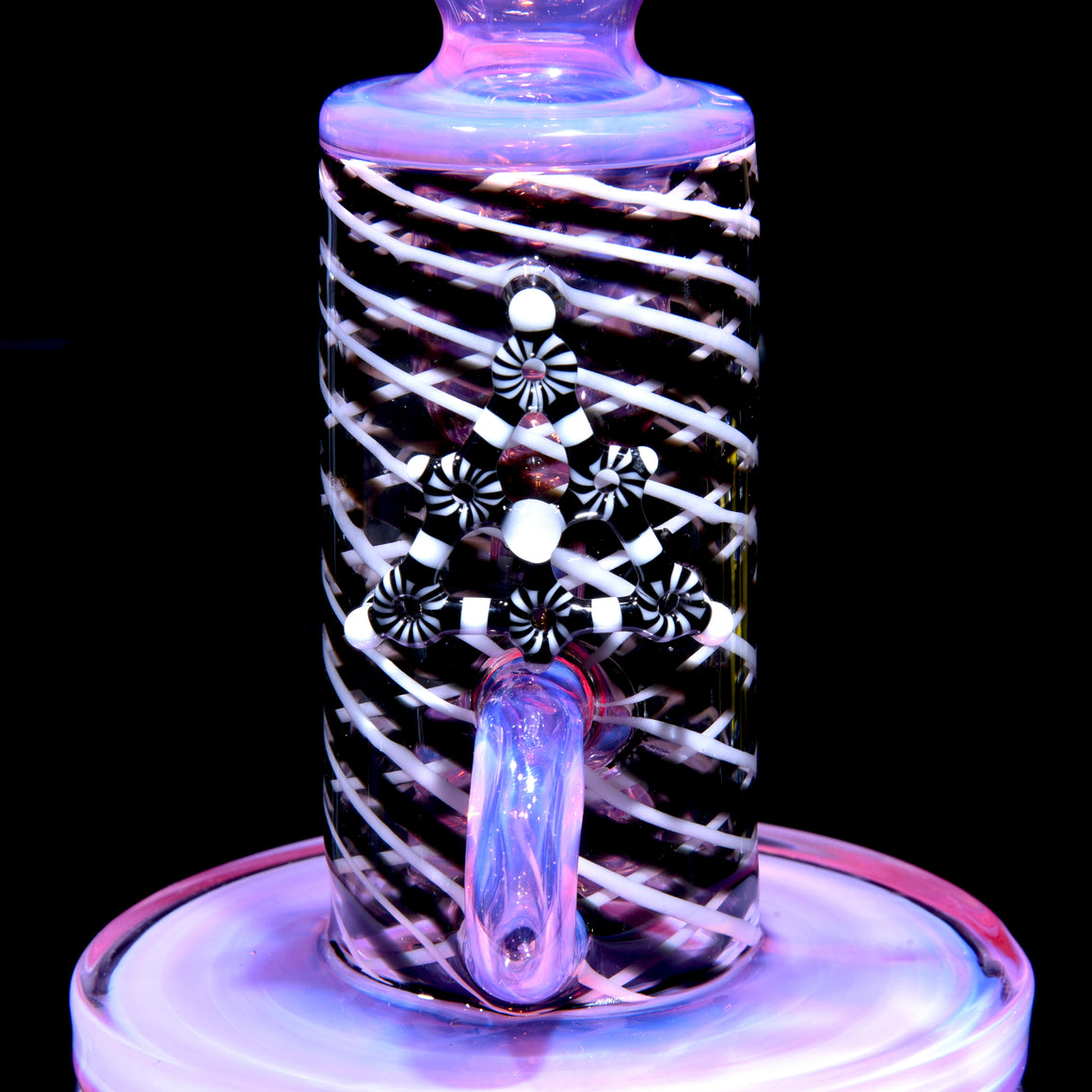 Collab - Fully-worked Mini Narrow Can Double-uptake Klein Recycler - Karmaline/Black & White - 14mm Female