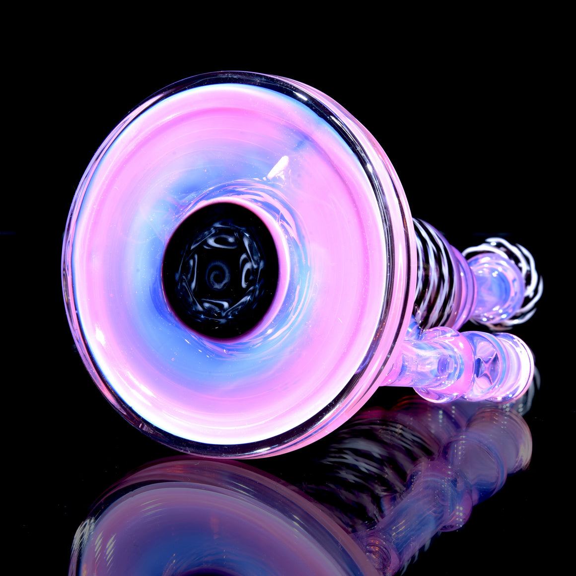 Collab - Fully-worked Mini Narrow Can Double-uptake Klein Recycler - Karmaline/Black & White - 14mm Female