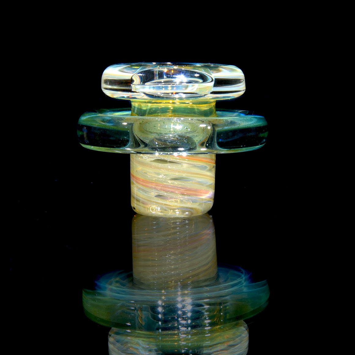 Gold & Silver-fumed Dual-hole Spinner Cap w/ Blue Stardust Accent