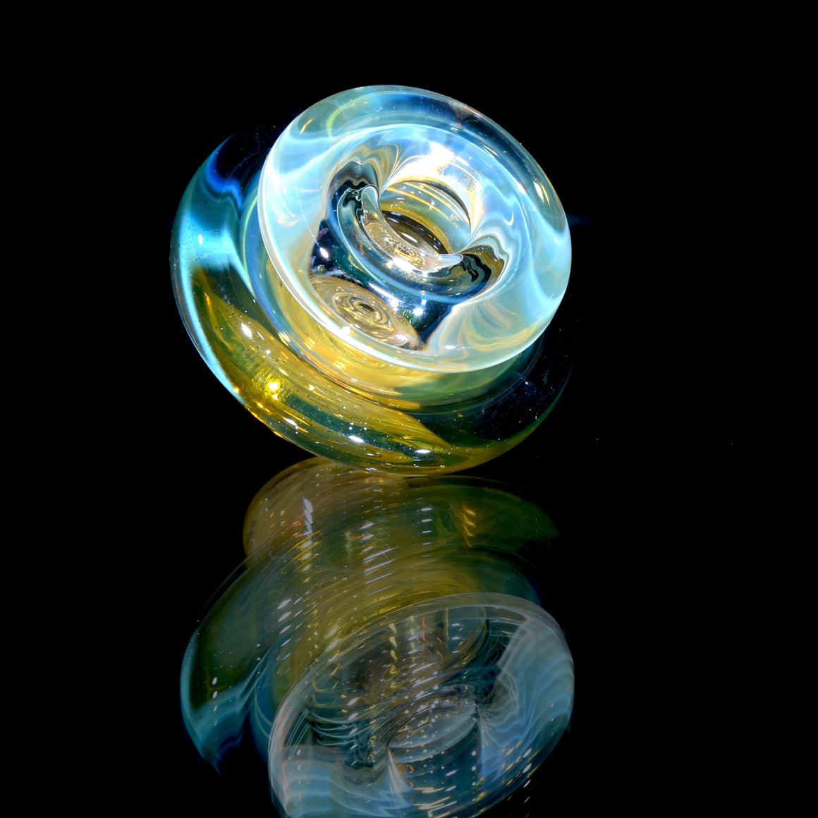 Gold & Silver-fumed Dual-hole Spinner Cap w/ Blue Stardust Accent