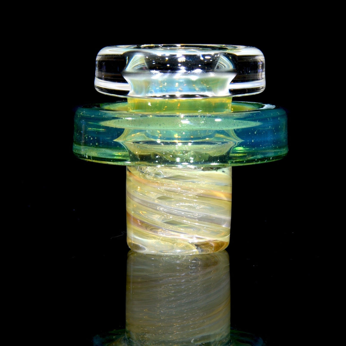 Gold & Silver-fumed Dual-hole Spinner Cap w/ Green Stardust Accent