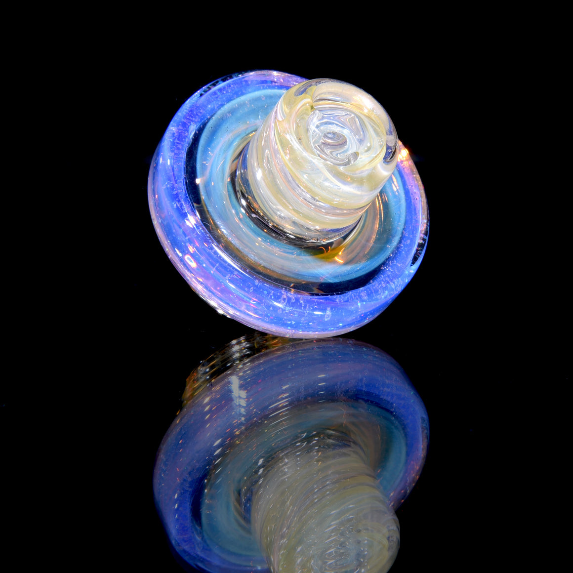 Gold & Silver-fumed Dual-hole Spinner Cap w/ Crushed Opal Pink Slyme Accent
