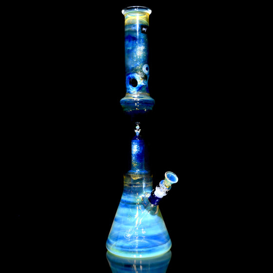 Saturn - Fully-fumed Double-Chamber Beaker Bong w/ Removable slitted downstem - 14mm Female