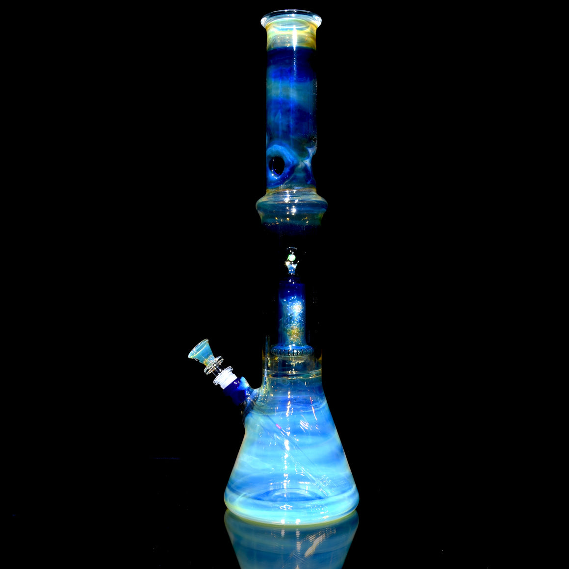 Saturn - Fully-fumed Double-Chamber Beaker Bong w/ Removable slitted downstem - 14mm Female