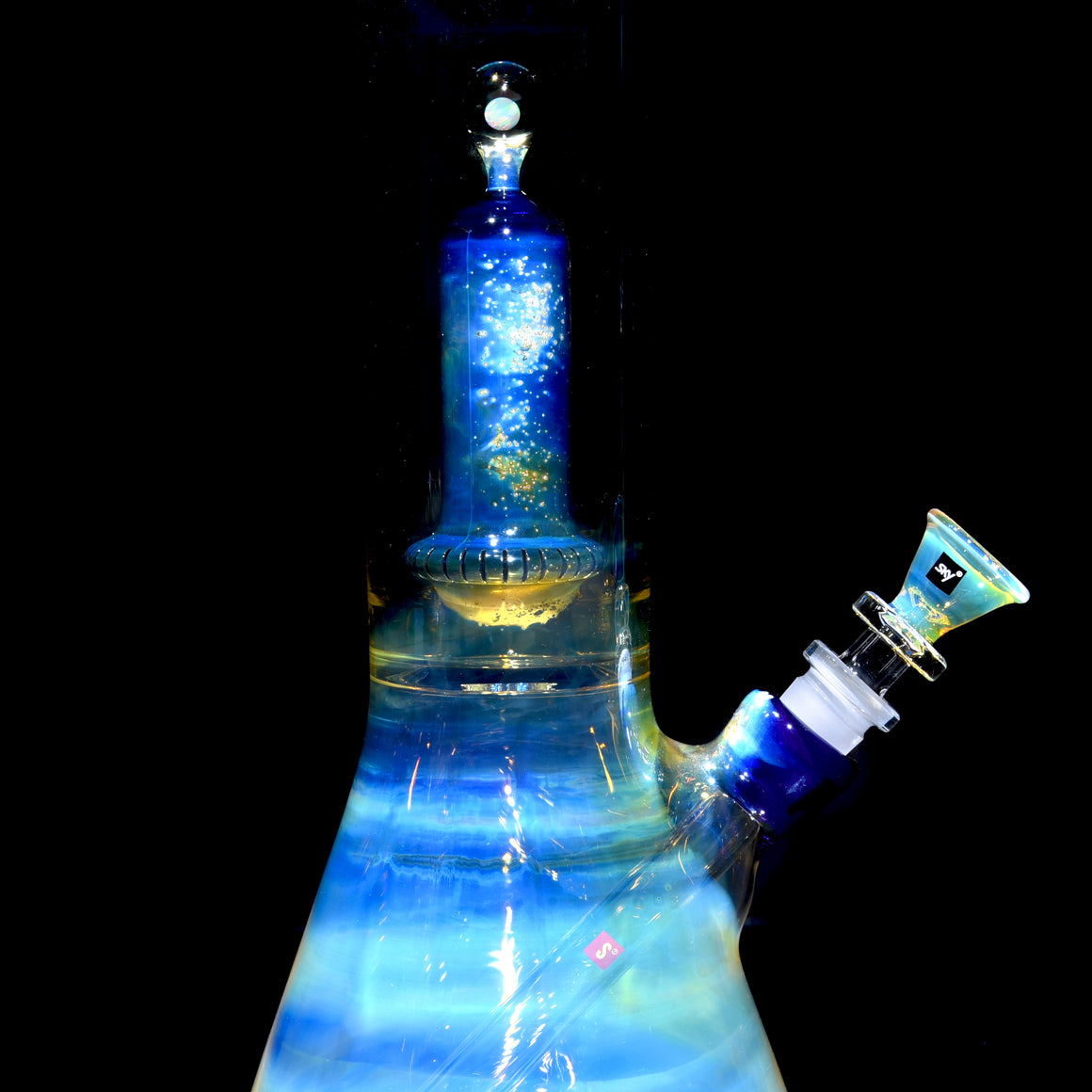 Saturn - Fully-fumed Double-Chamber Beaker Bong w/ Removable slitted downstem - 14mm Female