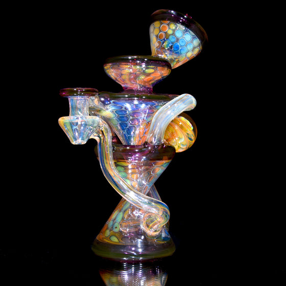 Fume Honeycomb/Gold Amethyst Double-Uptake Klein Recycler w/ Fume Opal Mib - 10mm Female