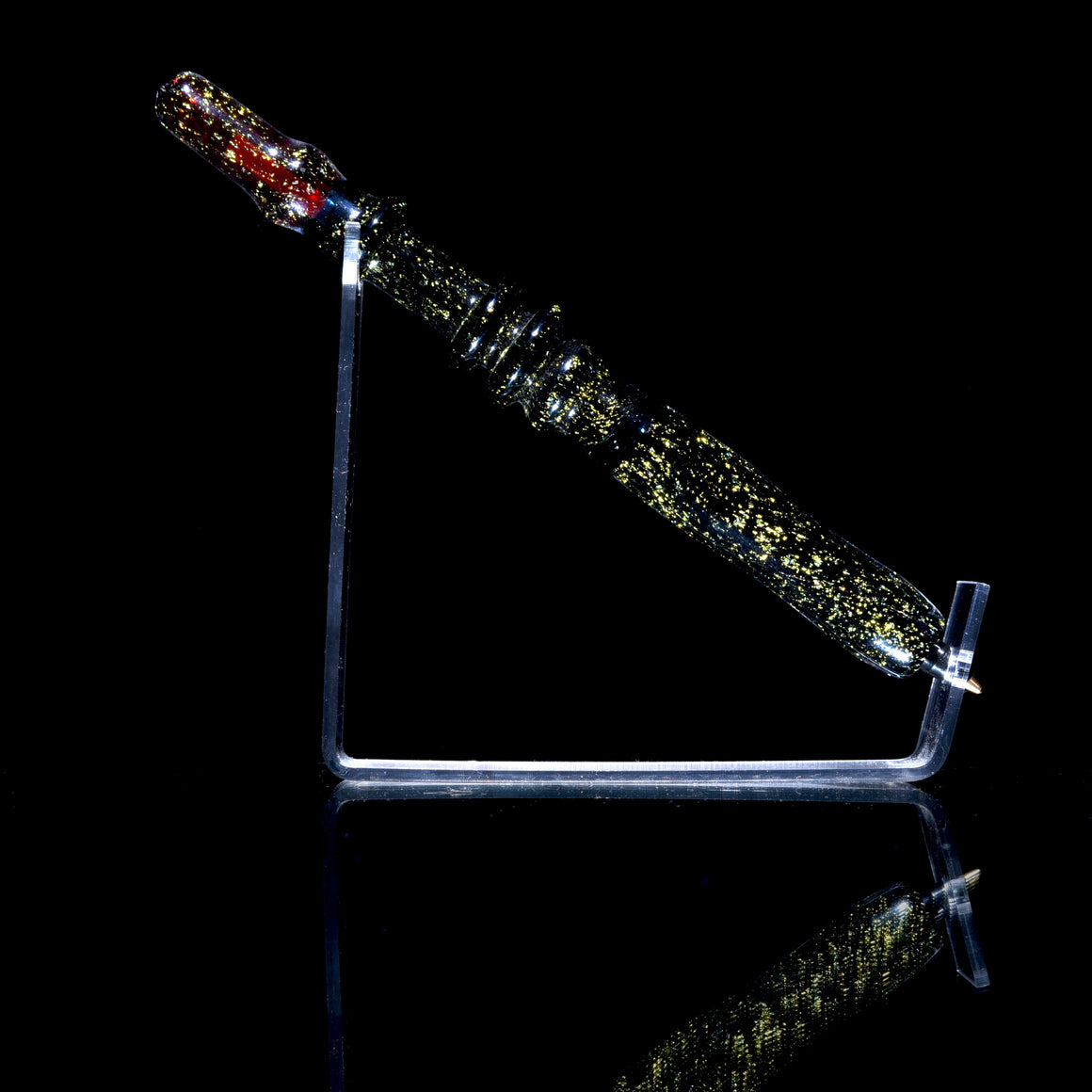 Dichroic Glass Pen w/ Refillable Bic Ballpoint Tip - Red Elvis/Blue