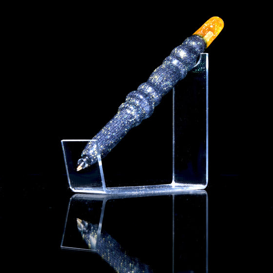 Dichroic Glass Pen w/ Refillable Bic Ballpoint Tip - Peach/Green