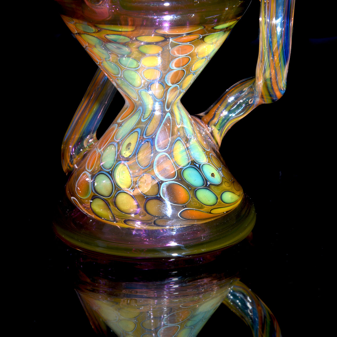 Fume Honeycomb/Gold Amethyst Double-Uptake Klein Recycler w/ Fume Opal Mib - 10mm Female