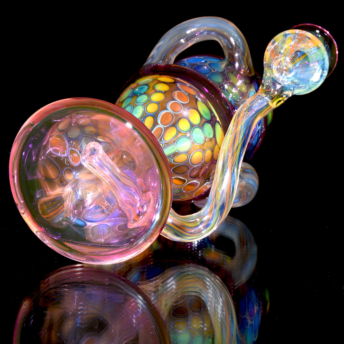Fume Honeycomb/Gold Amethyst Double-Uptake Klein Recycler w/ Fume Opal Mib - 10mm Female