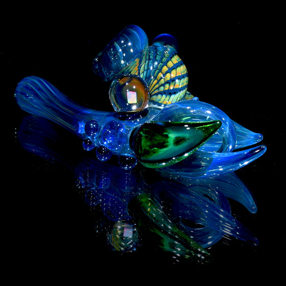 Blue Wrap-n-Rake Sidecar Dry w/ Opal & Green Horn