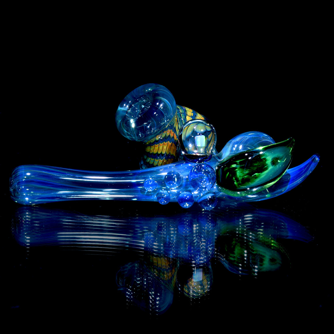 Blue Wrap-n-Rake Sidecar Dry w/ Opal & Green Horn
