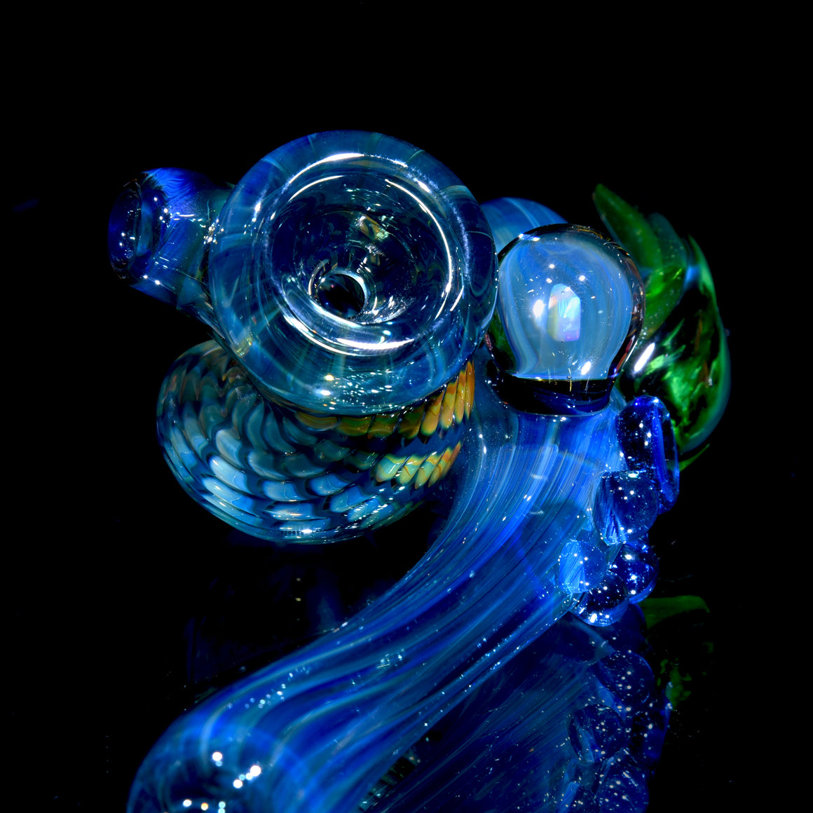 Blue Wrap-n-Rake Sidecar Dry w/ Opal & Green Horn
