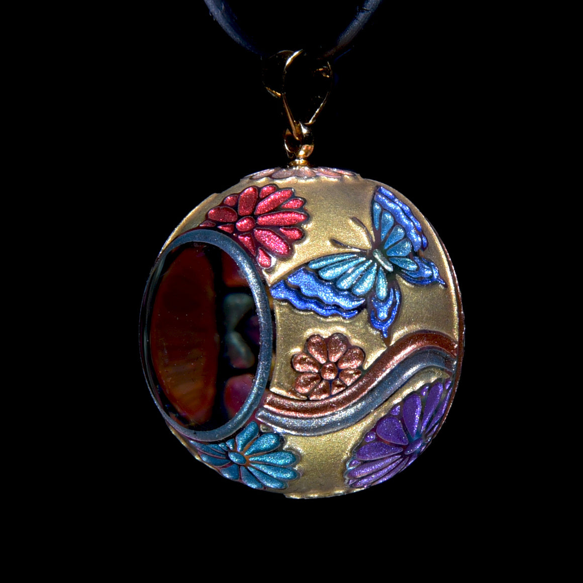 Butterfly Kaleidoscope Pendant - Gold