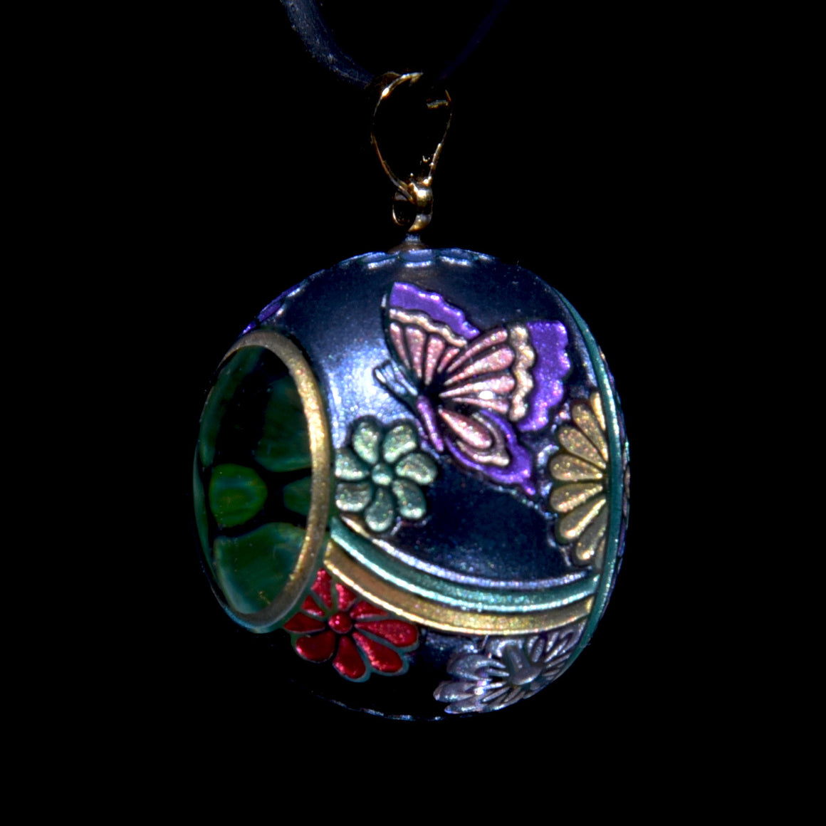 Butterfly Kaleidoscope Pendant - Black