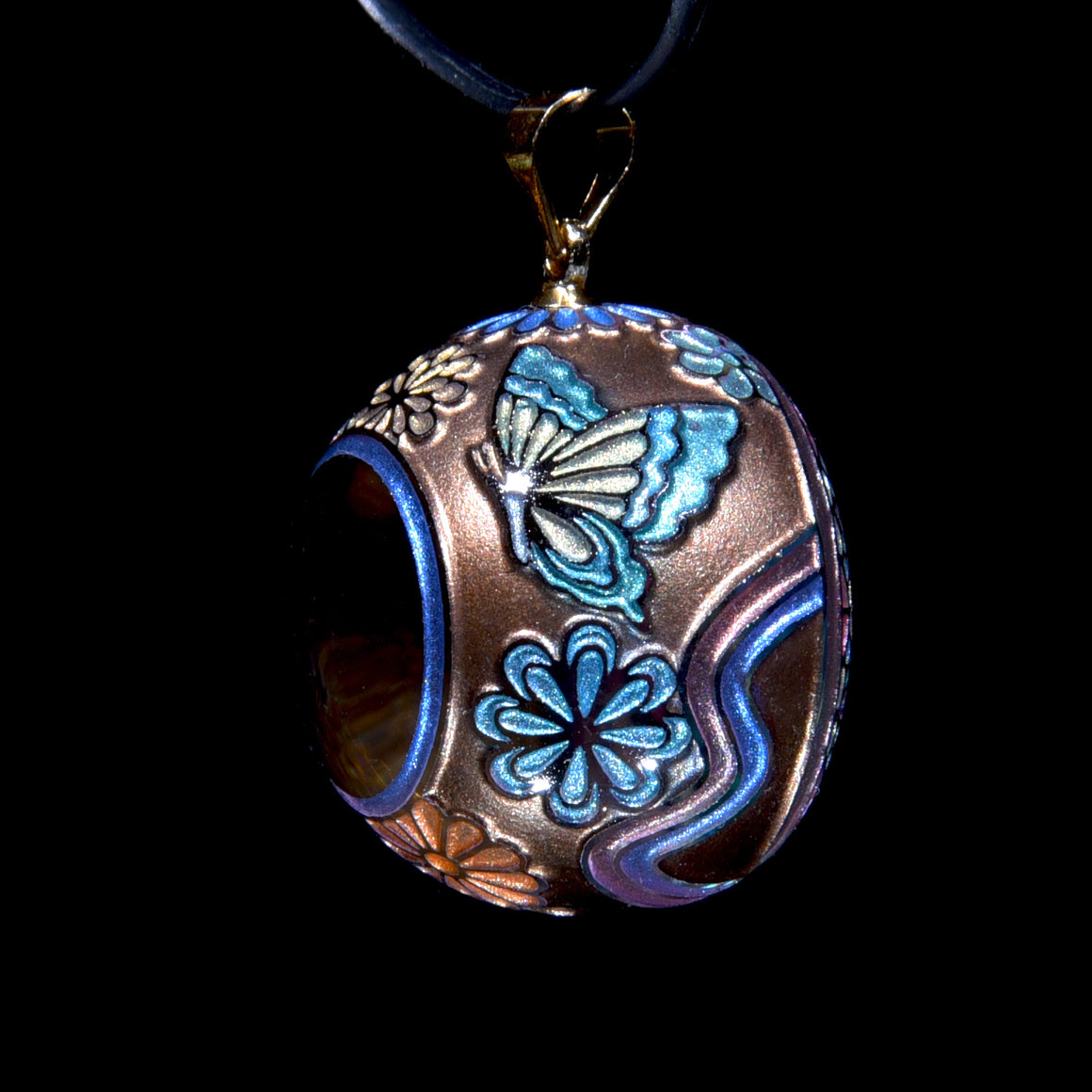 Butterfly Kaleidoscope Pendant - Dark Bronze