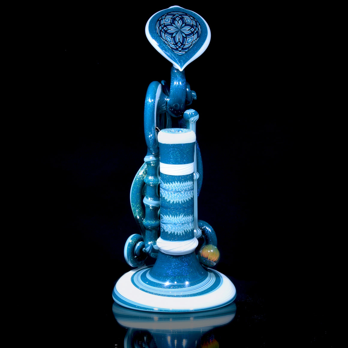 Collab XL Dichroic Caged Sherlock Bubbler w/ Marble & Jar