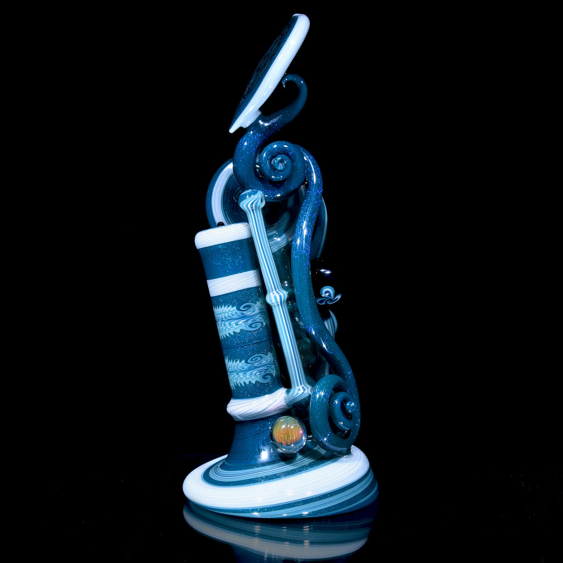 Collab XL Dichroic Caged Sherlock Bubbler w/ Marble & Jar