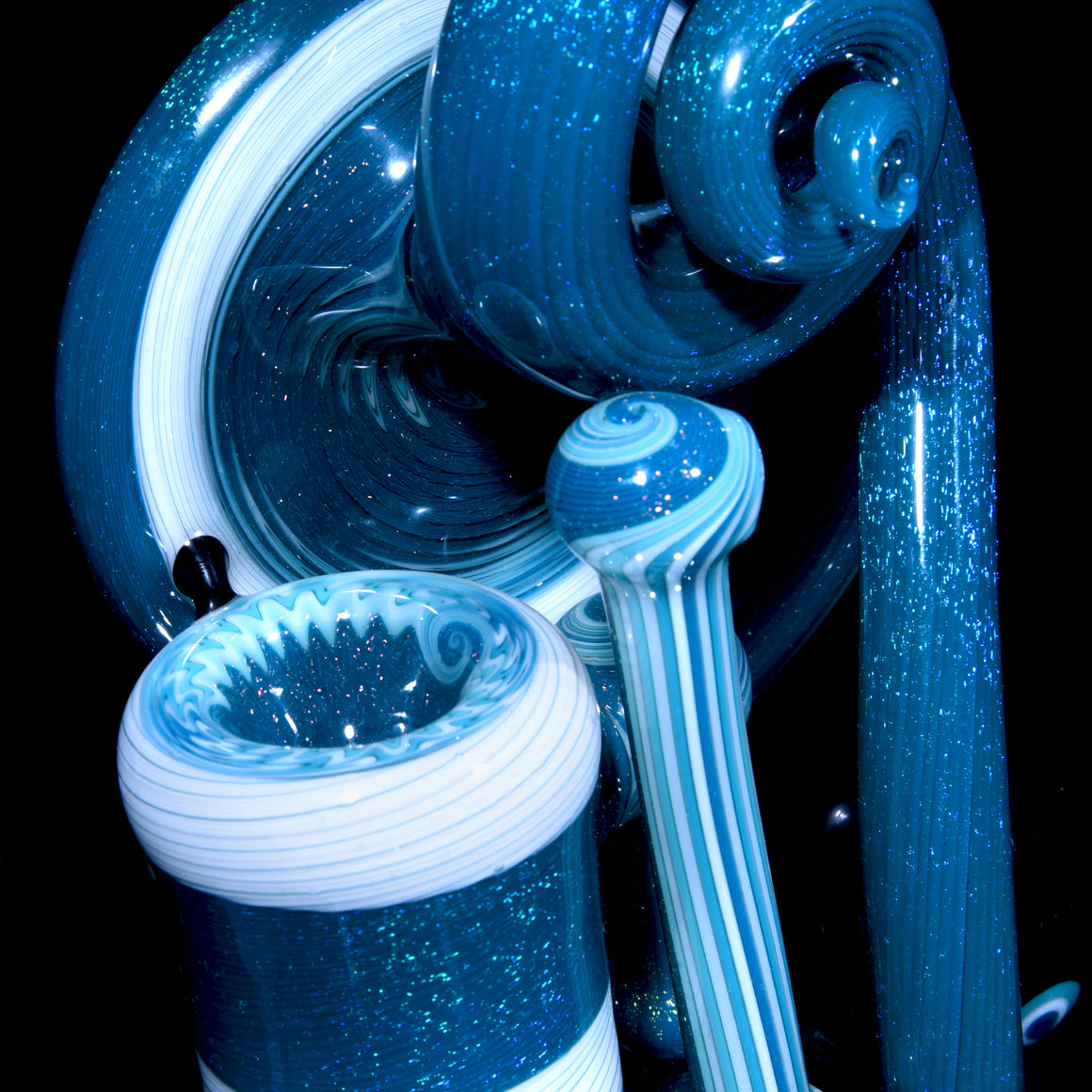 Collab XL Dichroic Caged Sherlock Bubbler w/ Marble & Jar