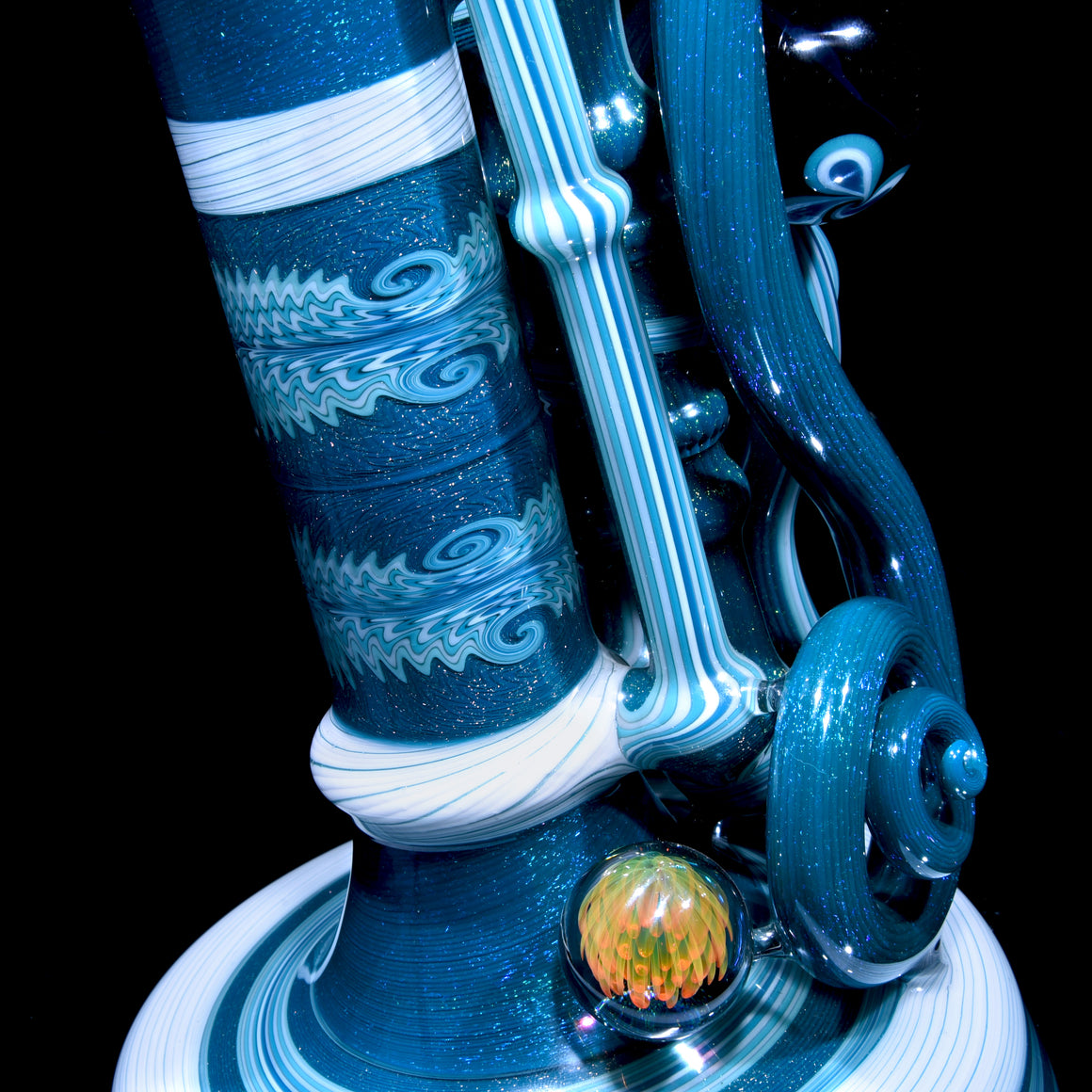 Collab XL Dichroic Caged Sherlock Bubbler w/ Marble & Jar