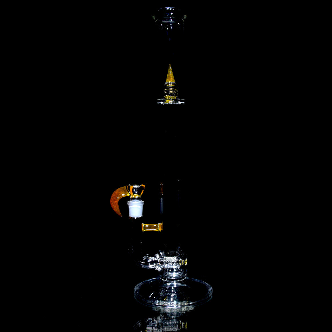Accented 44mm Upgrid Stemline Straight Tube w/ 4-hole Horned Slide - Transparent Orange - 18mm Female